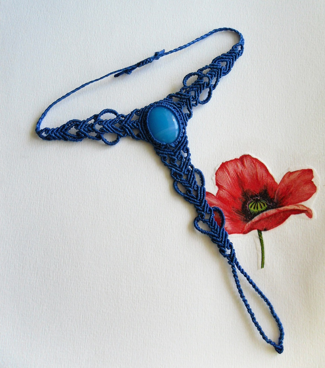 macrame bracelet + ring blue