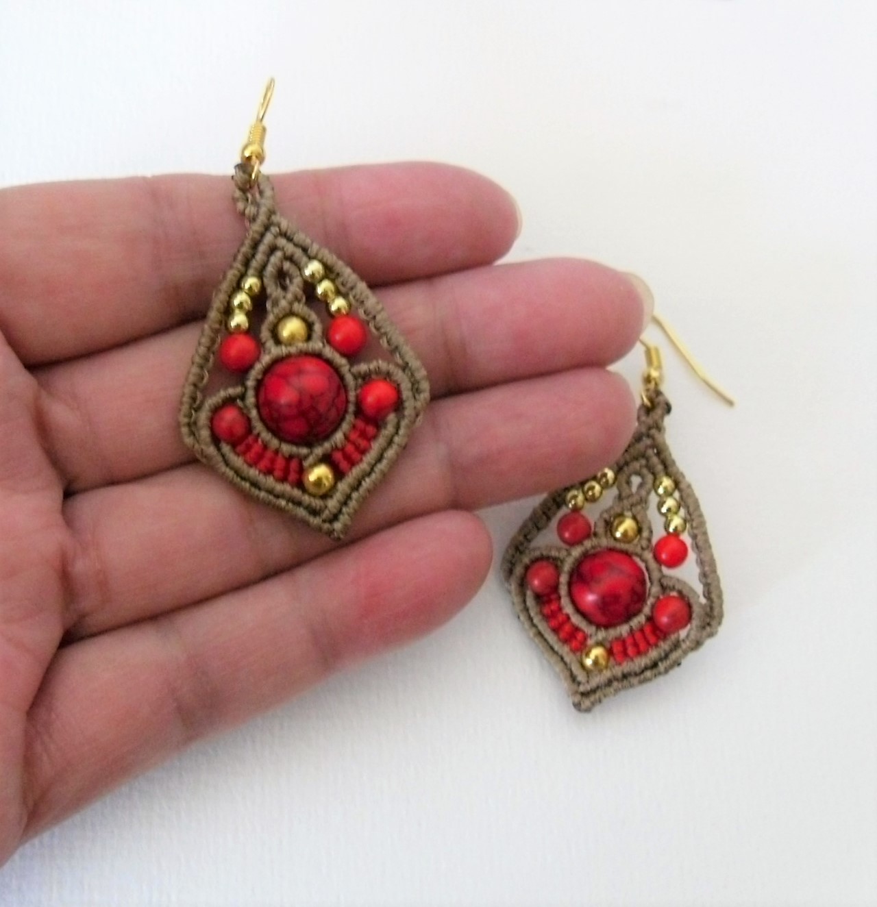 macrame nausnice s tyrkenitom 1-1